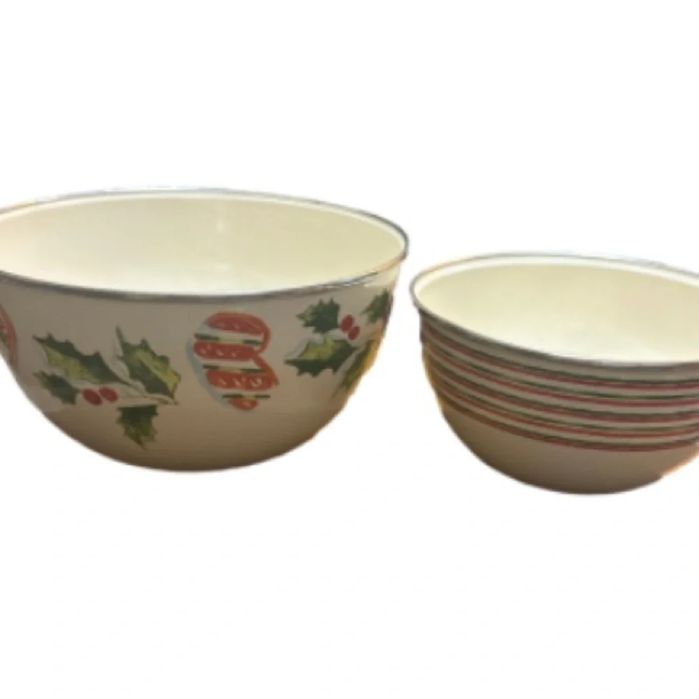 Lenox 2 piece Festive Holiday covered Mixing Bowl set